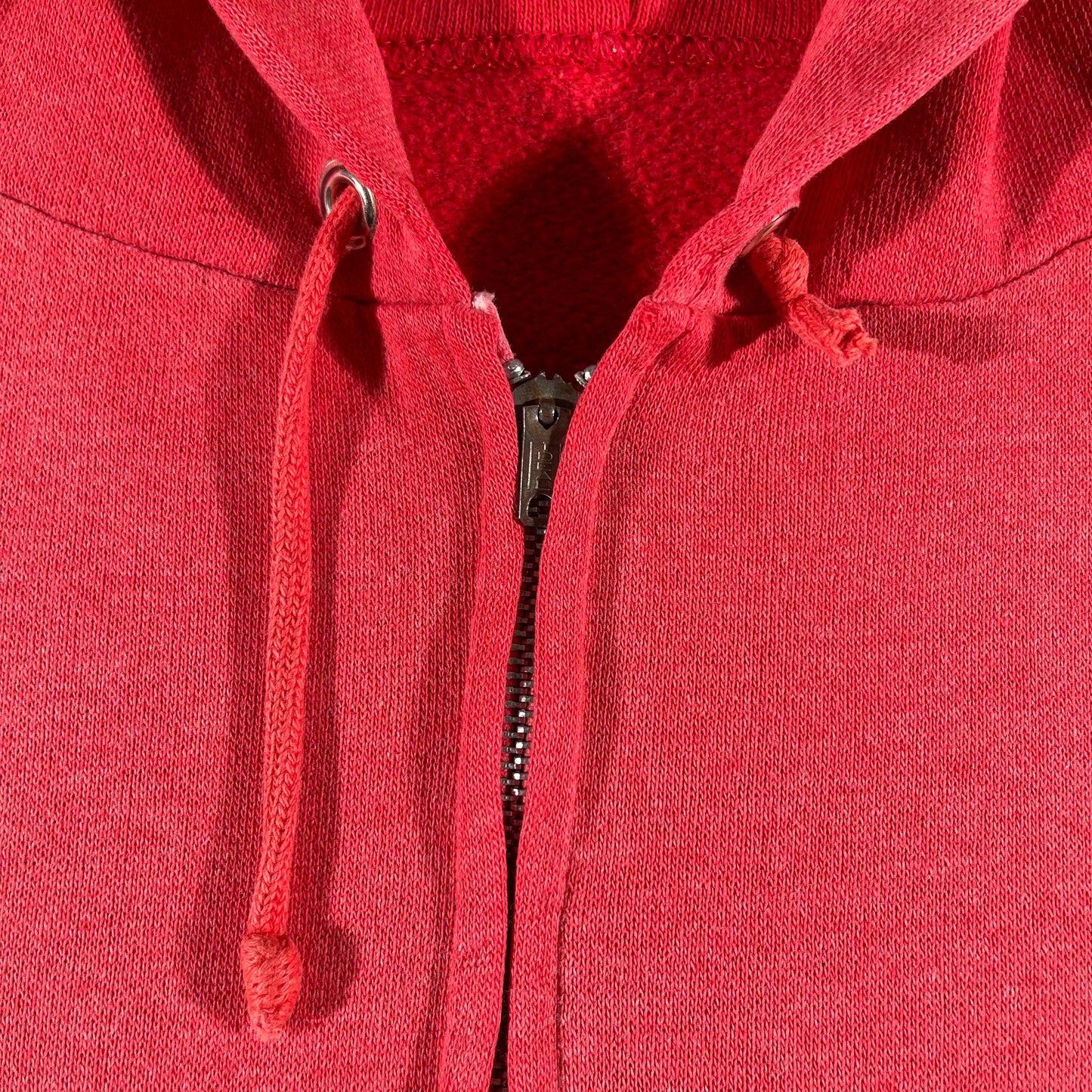 70s Sun Faded Red Cropped Zip Up Hoodie- L