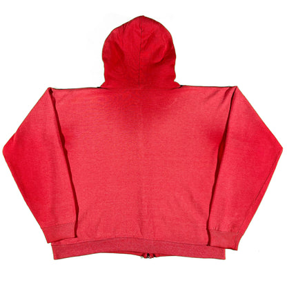 70s Sun Faded Red Cropped Zip Up Hoodie- L