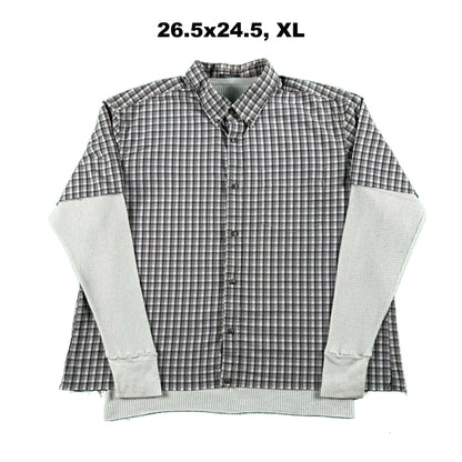 Vintage Eddie Bauer Cropped Plaid Shirt & Waffle Knit Thermals- SELECT COMBO