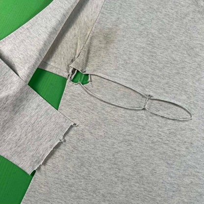 Safety Pinned & Thashed Grey Long Sleeve Tee- M