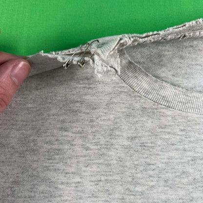 Safety Pinned & Thashed Grey Long Sleeve Tee- M