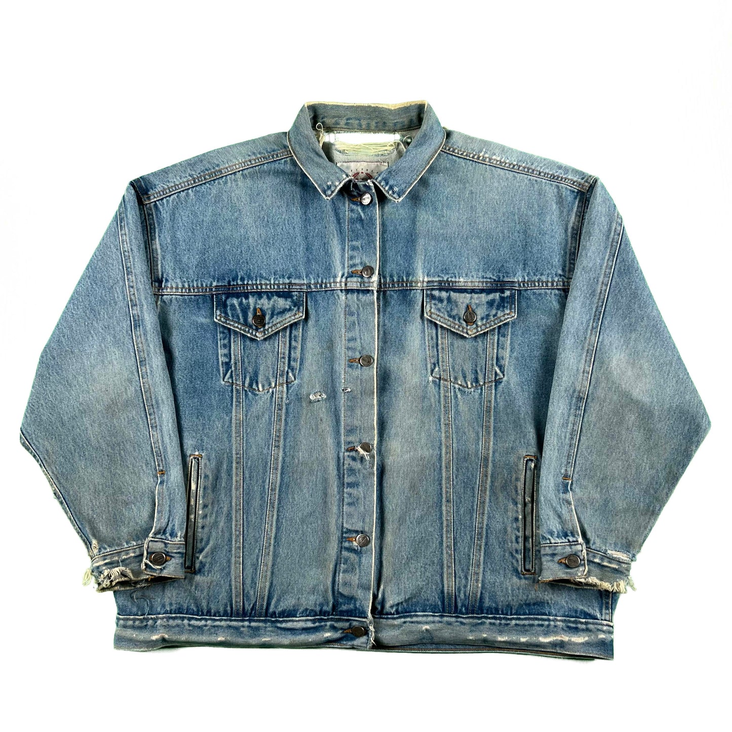 90s Safety Pinned Type 3 Denim Trucker Jacket- XL