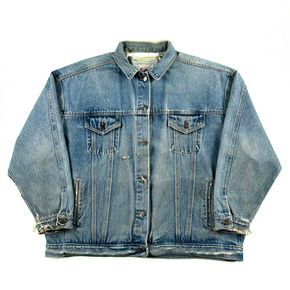 90s Safety Pinned Type 3 Denim Trucker Jacket- XL