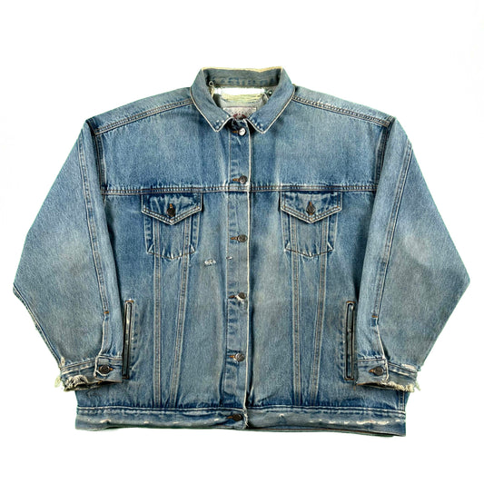 90s Safety Pinned Type 3 Denim Trucker Jacket- XL