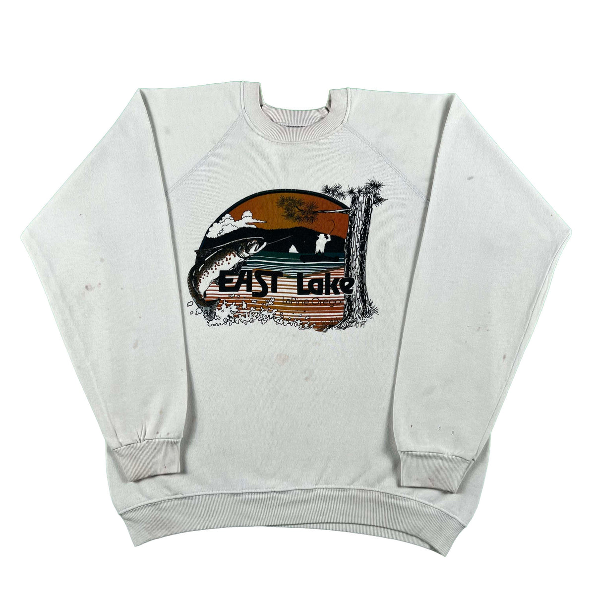 80s East Lake Oregon Fishing Sweatshirt- L