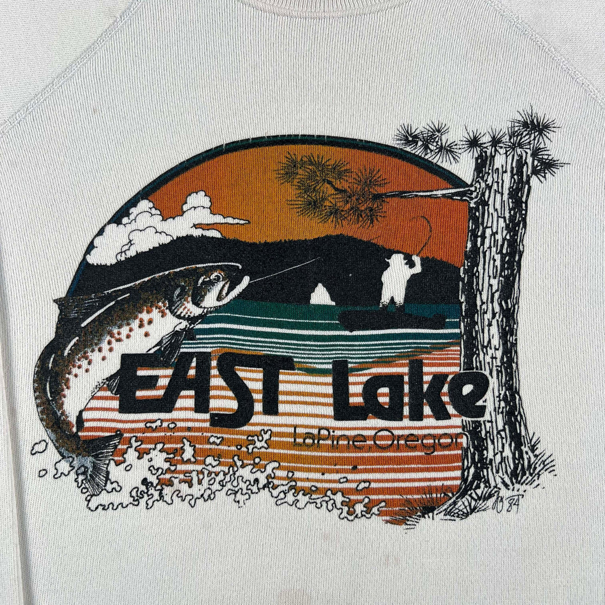 80s East Lake Oregon Fishing Sweatshirt- L