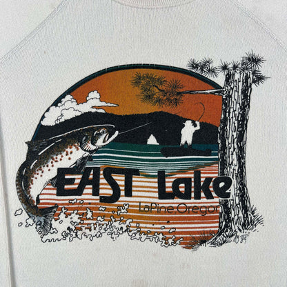 80s East Lake Oregon Fishing Sweatshirt- L