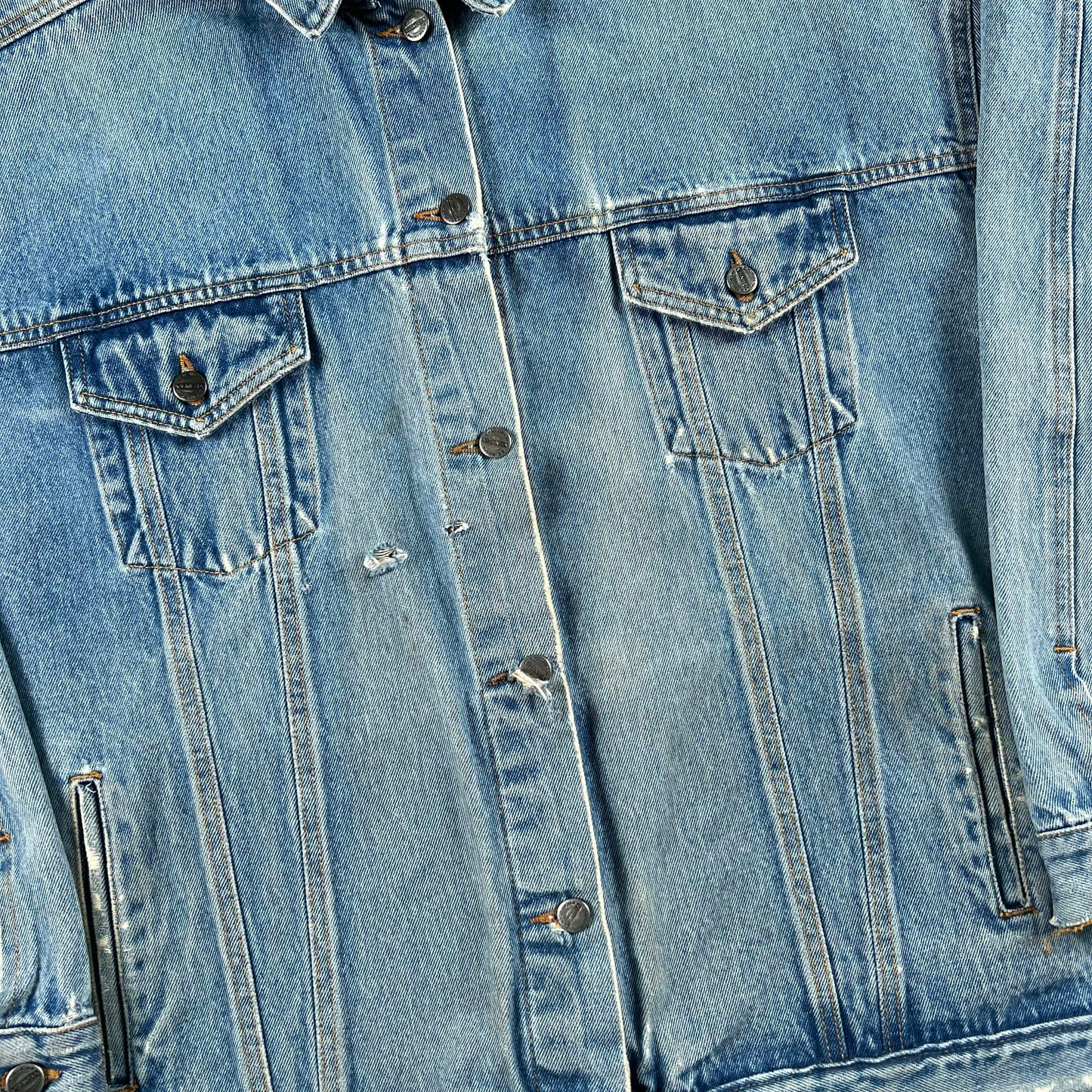 90s Safety Pinned Type 3 Denim Trucker Jacket- XL