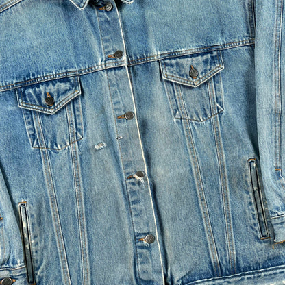 90s Safety Pinned Type 3 Denim Trucker Jacket- XL