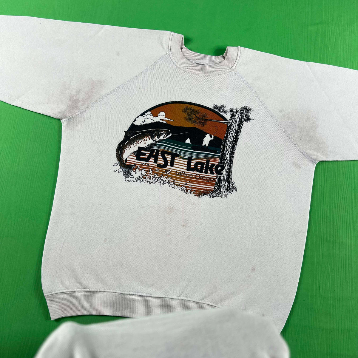 80s East Lake Oregon Fishing Sweatshirt- L