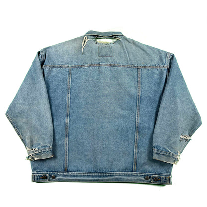 90s Safety Pinned Type 3 Denim Trucker Jacket- XL
