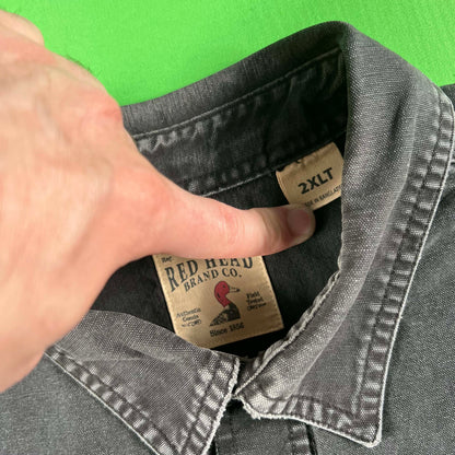 00s Cropped Sun Faded Black Cotton Canvas Shirt- XXL