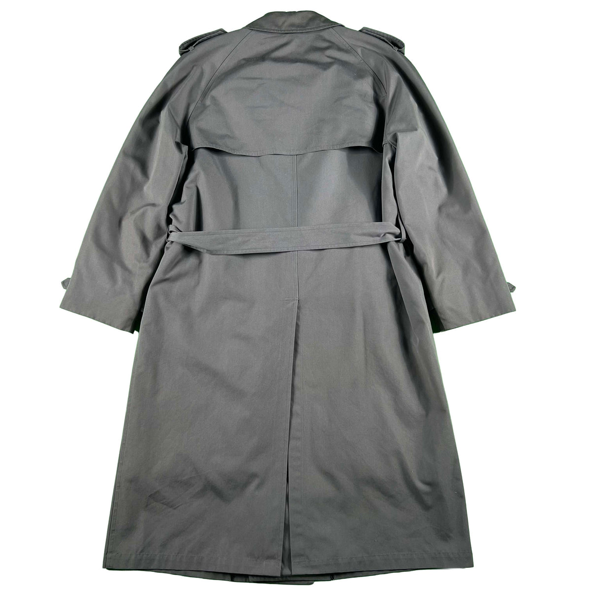 80s Grey Pinned London FOG Trench Coat- L