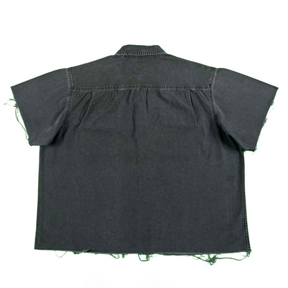 00s Cropped Sun Faded Black Cotton Canvas Shirt- XXL