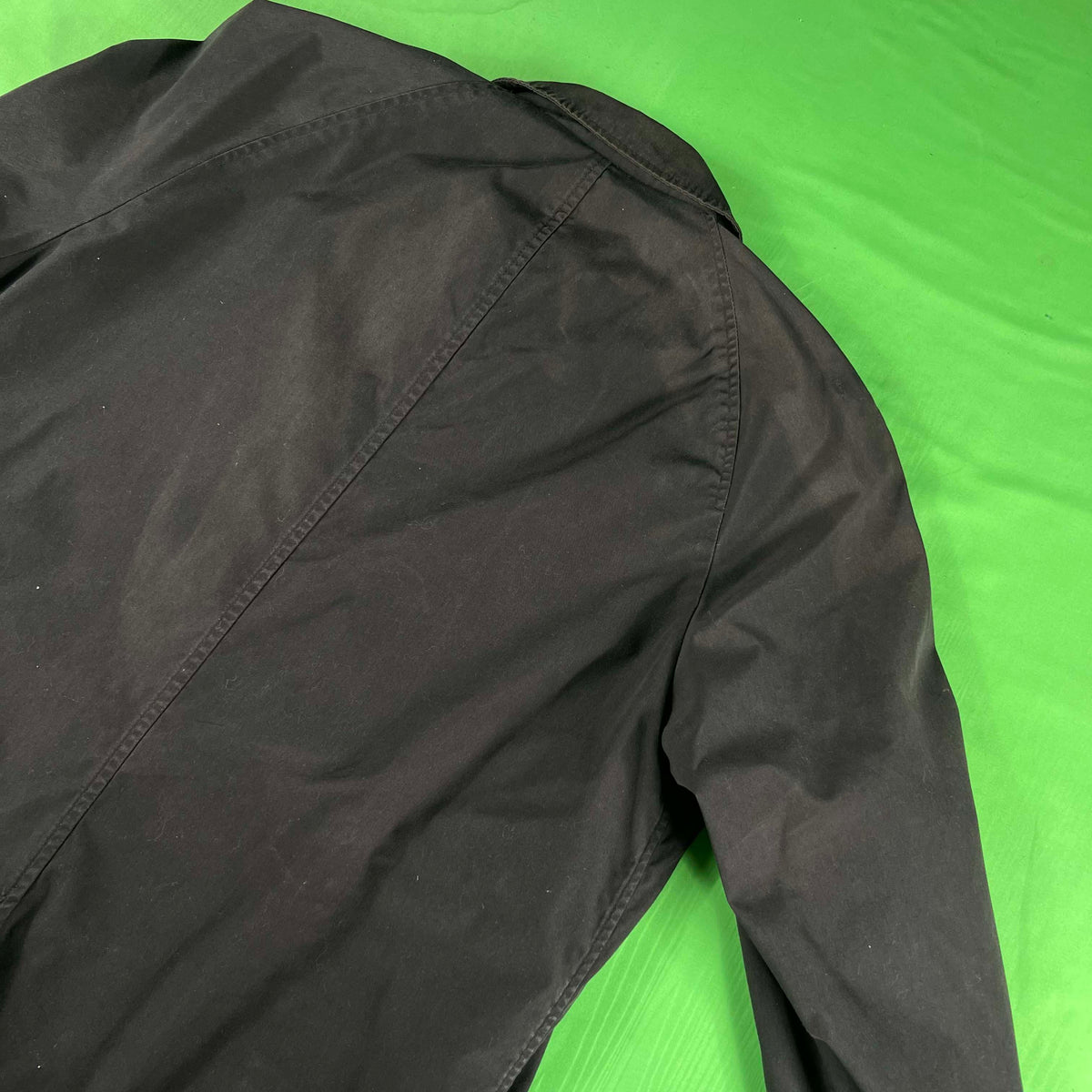 80s Black 'All Weather' Pinned Army Long Coat- XL