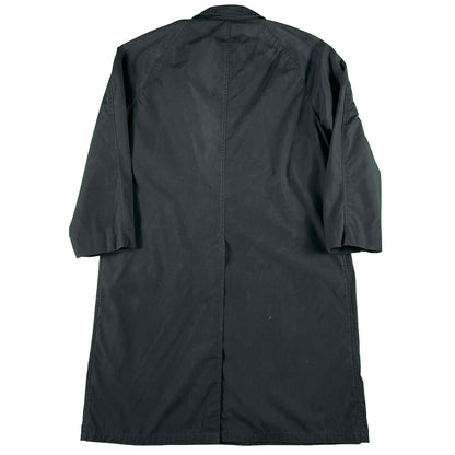 80s Black 'All Weather' Pinned Army Long Coat- XL