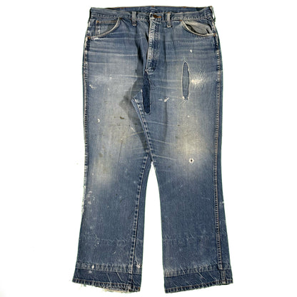 70s Repaired Maverick Denim Flares- 36x29.5