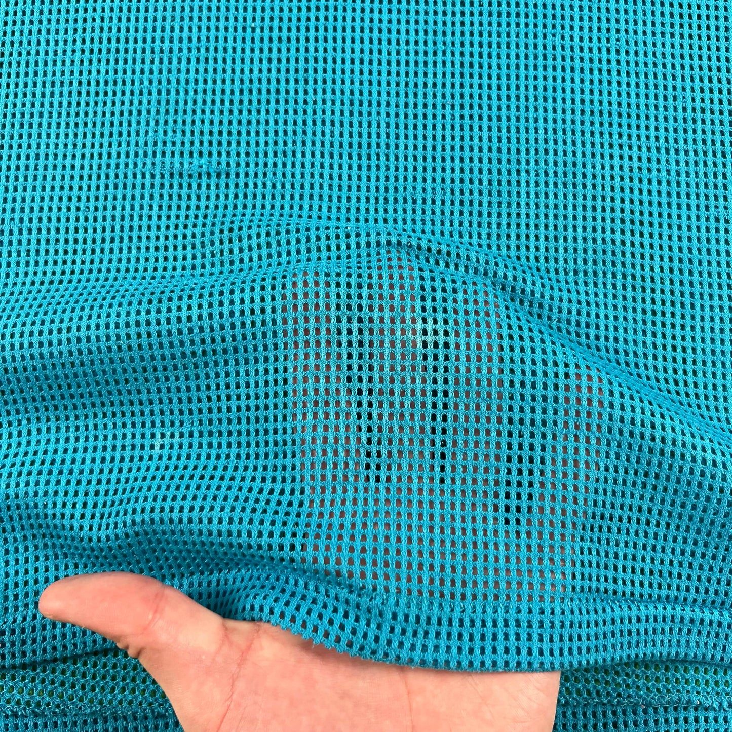 80s Aqua Blue Mesh Tee- L