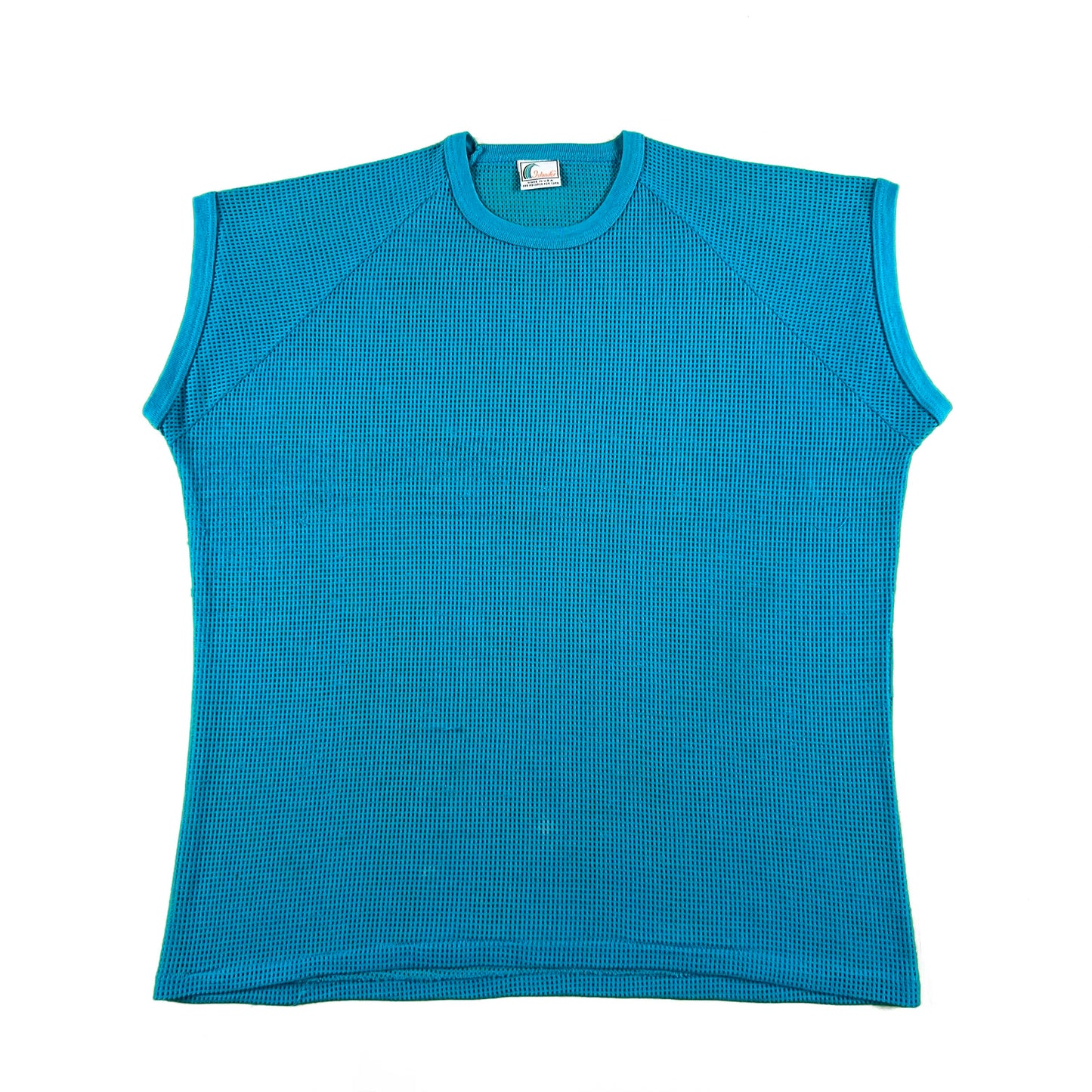 80s Aqua Blue Mesh Tee- L