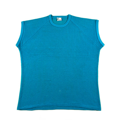 80s Aqua Blue Mesh Tee- L