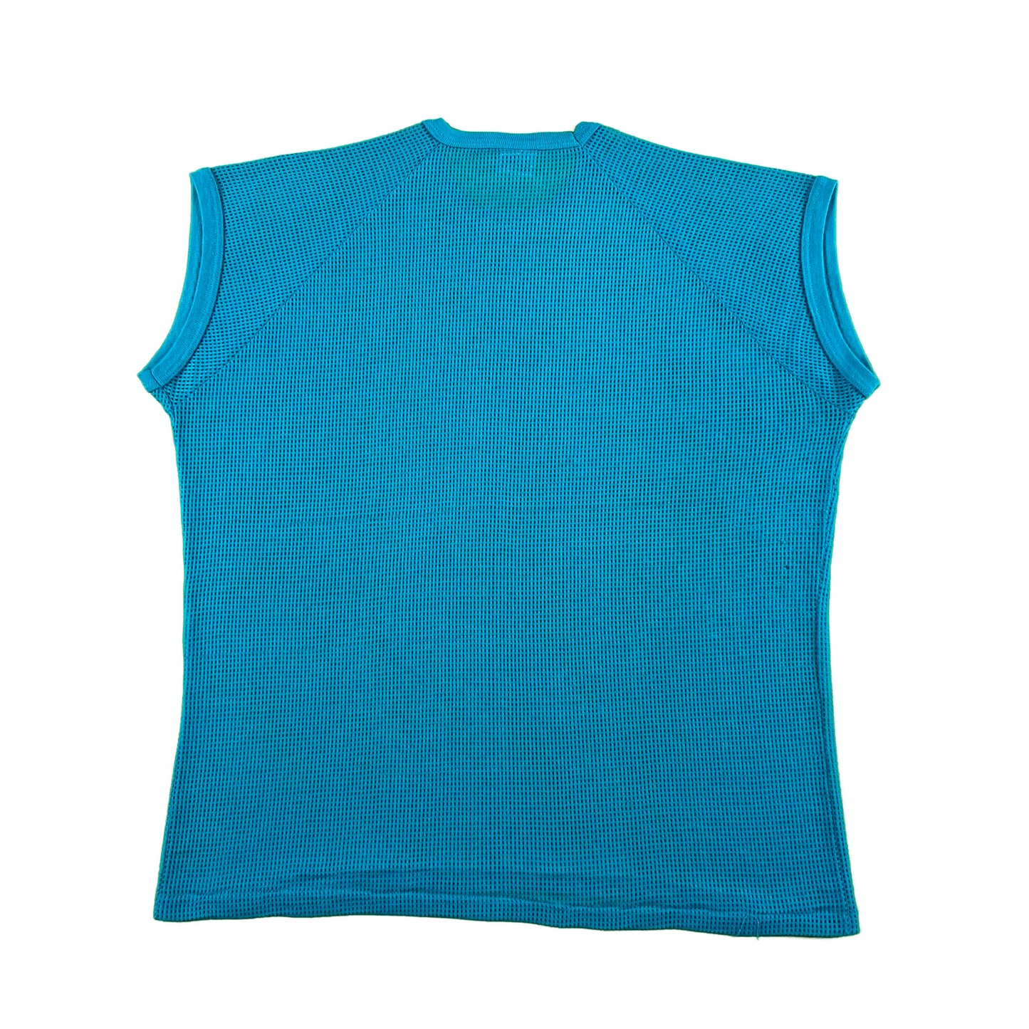 80s Aqua Blue Mesh Tee- L
