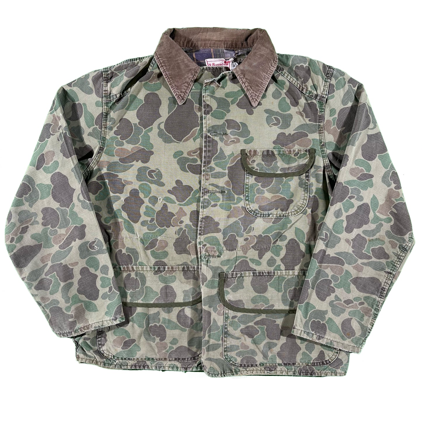 60s Faded Duck Camo Hunting Chore Coat- L