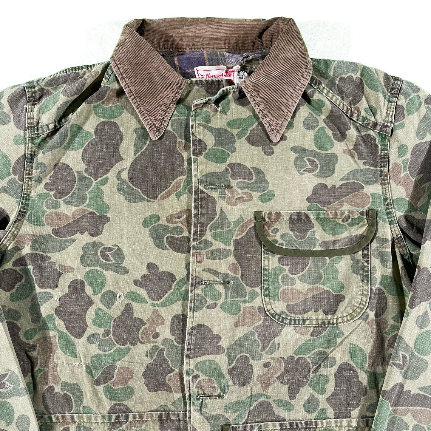 60s Faded Duck Camo Hunting Chore Coat- L