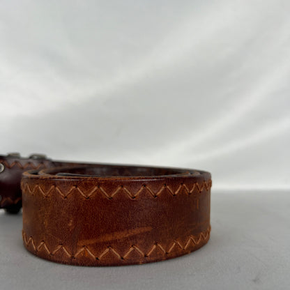 70s Spectcular Brown Leather Belt- 26"-30"