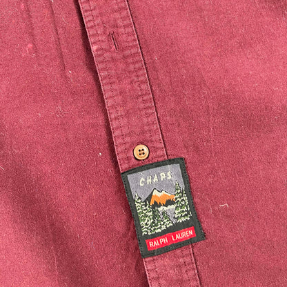 Chaps Ralph Lauren Burgundy 100% Cotton Chamois Shirt- M