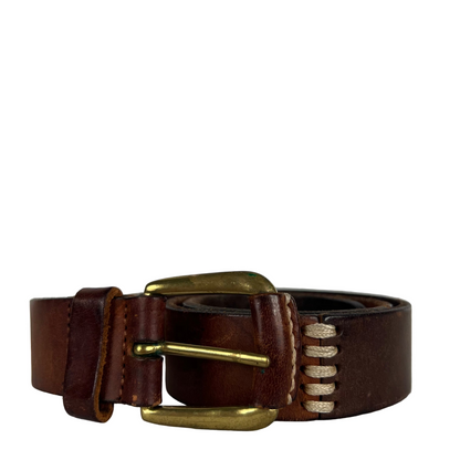 90s Two Tone Brown Leather Belt- M