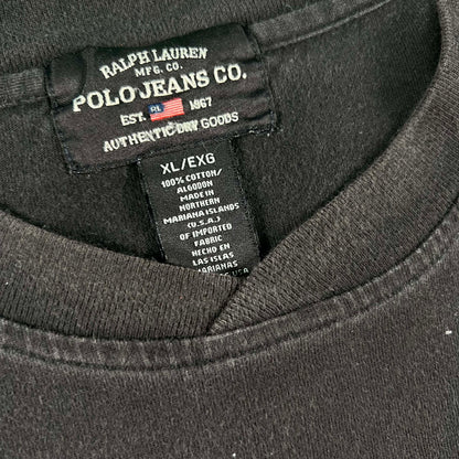 00s Polo Jeans Co Ralph Lauren Long Striped Sleeve Black Tee- XL