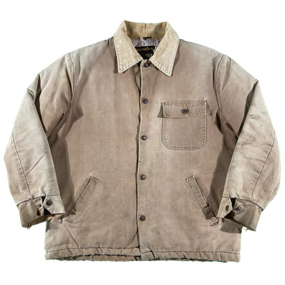 70s Quilt Lined Faded Canvas Barn Coat- XL