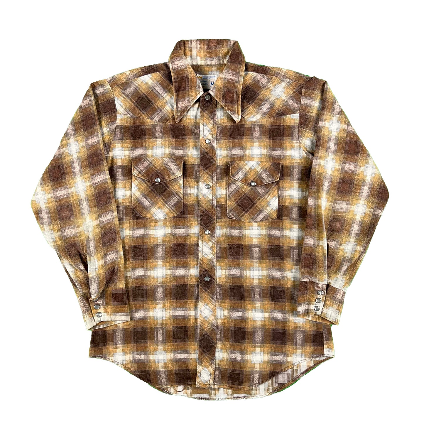 70s JcPenney Pearl Snap Flannel Shirt- M