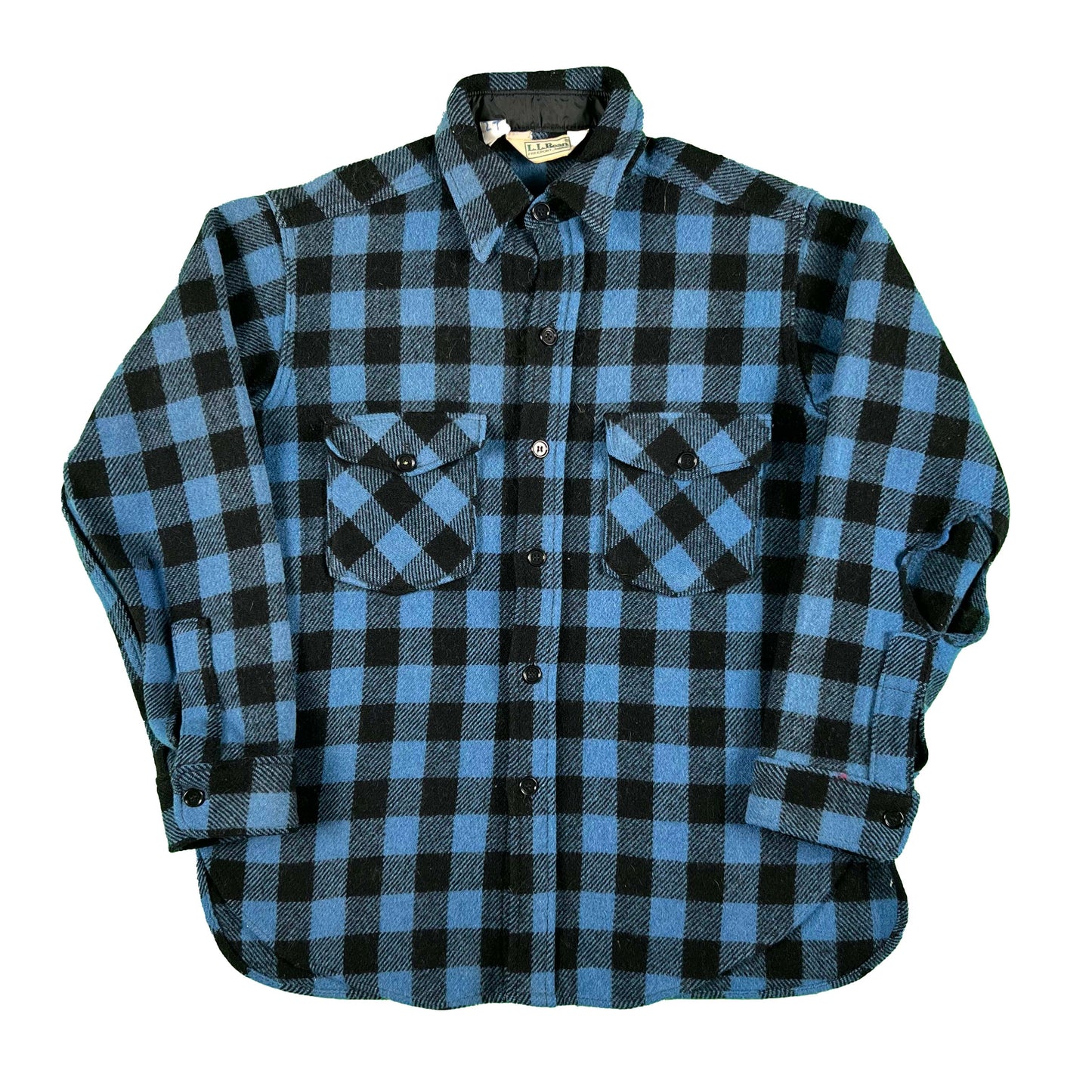 80s L.L. Bean Thrashed Wool Plaid Flannel Shirt- M