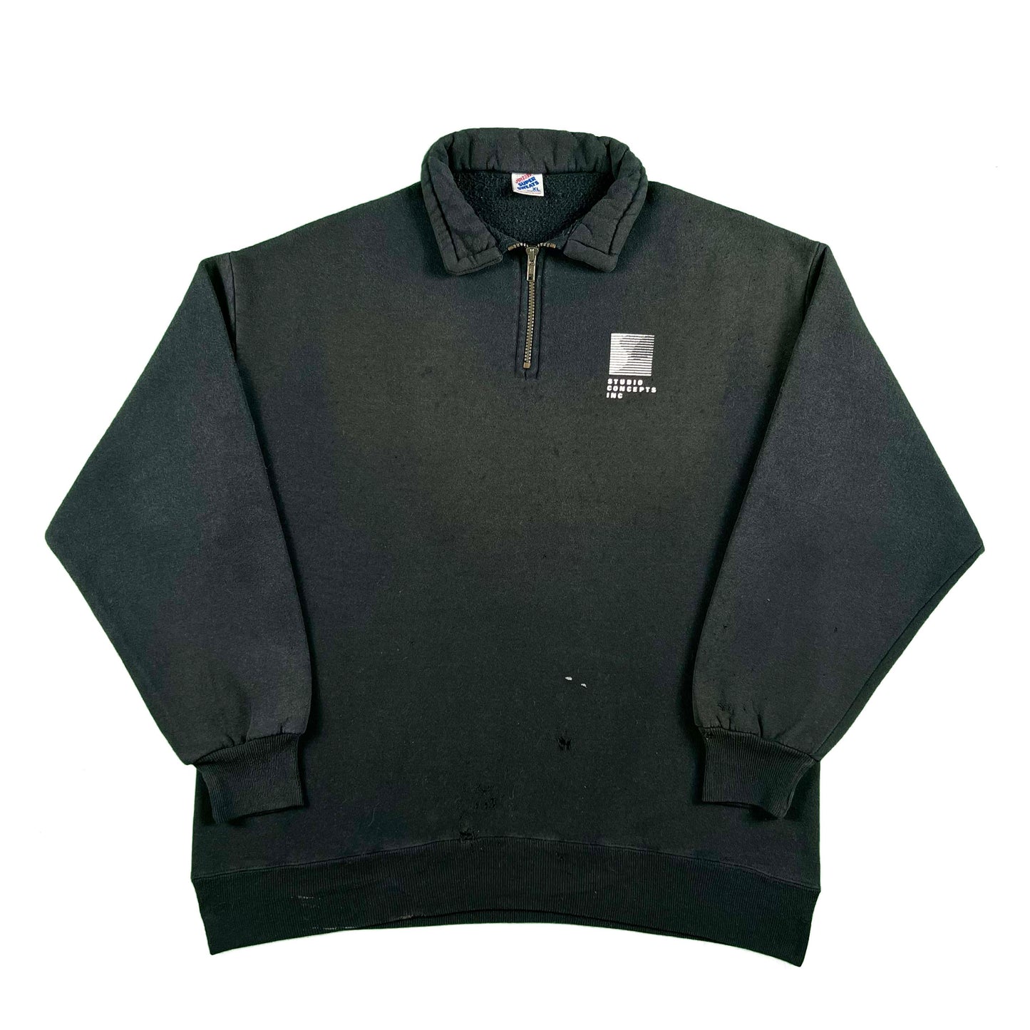 90s Sun Faded Black Studio Concepts 1/4 Zip Sweatshirt- XL