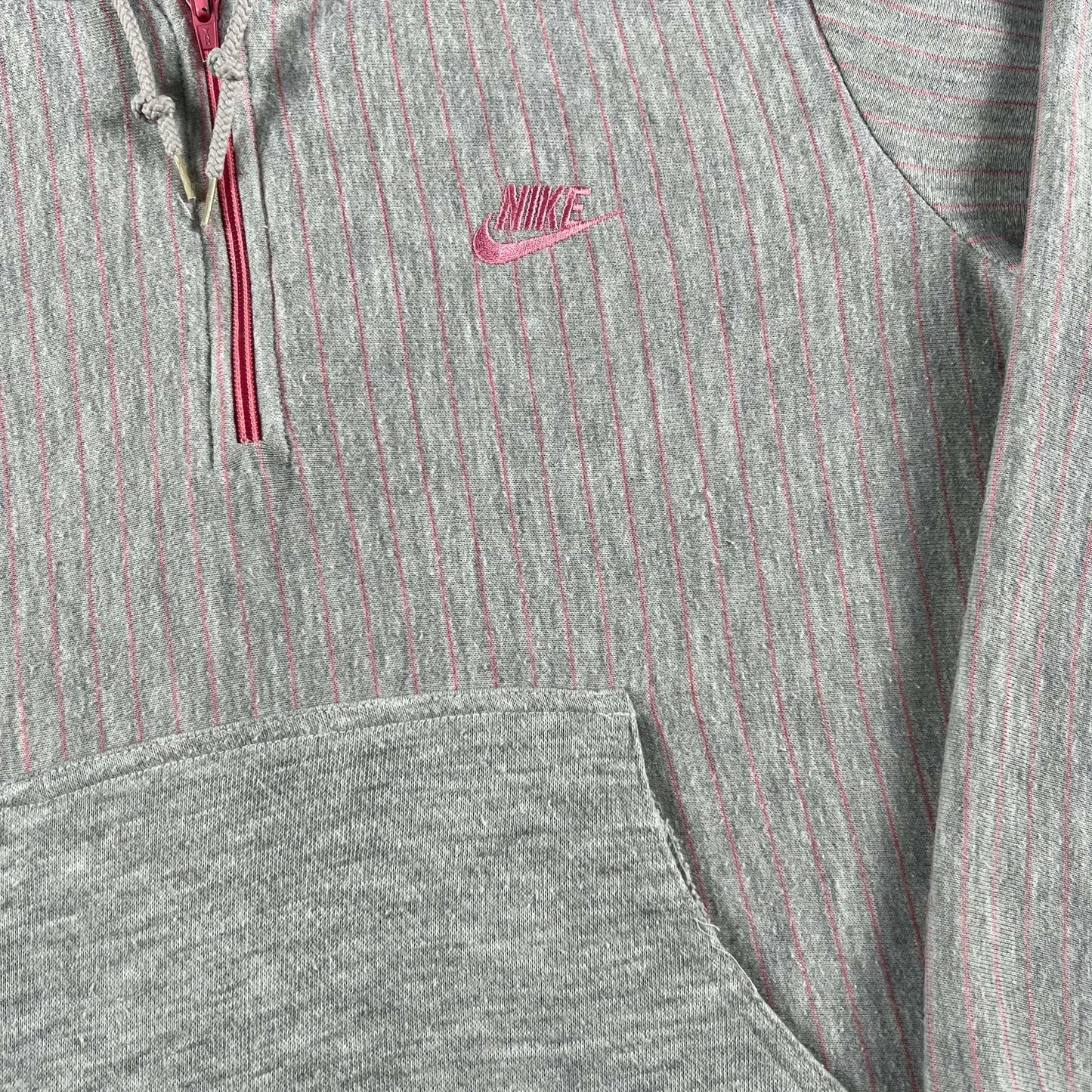 80s Pink Striped Nike Hoodie- M