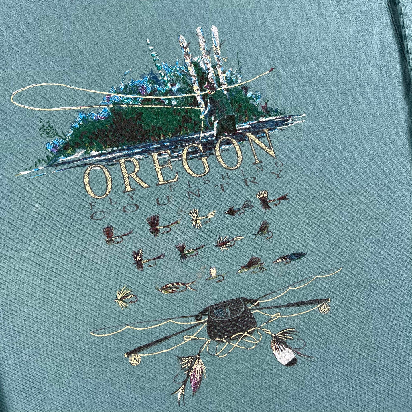 90s Oregon Fly Fishing Country Sweatshirt- L