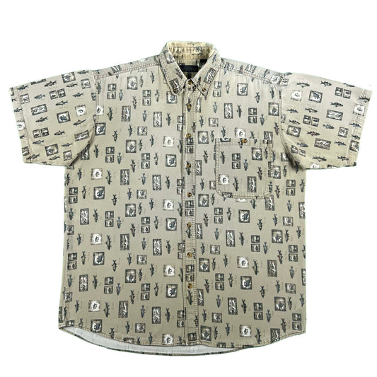 90s/00s All Over Fish Print Great Northwest Shirt- XL