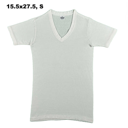 Vintage Blank White V Neck Tees- SELECT TEE