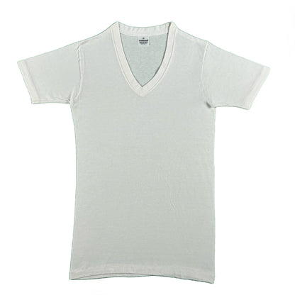 Vintage Blank White V Neck Tees- SELECT TEE