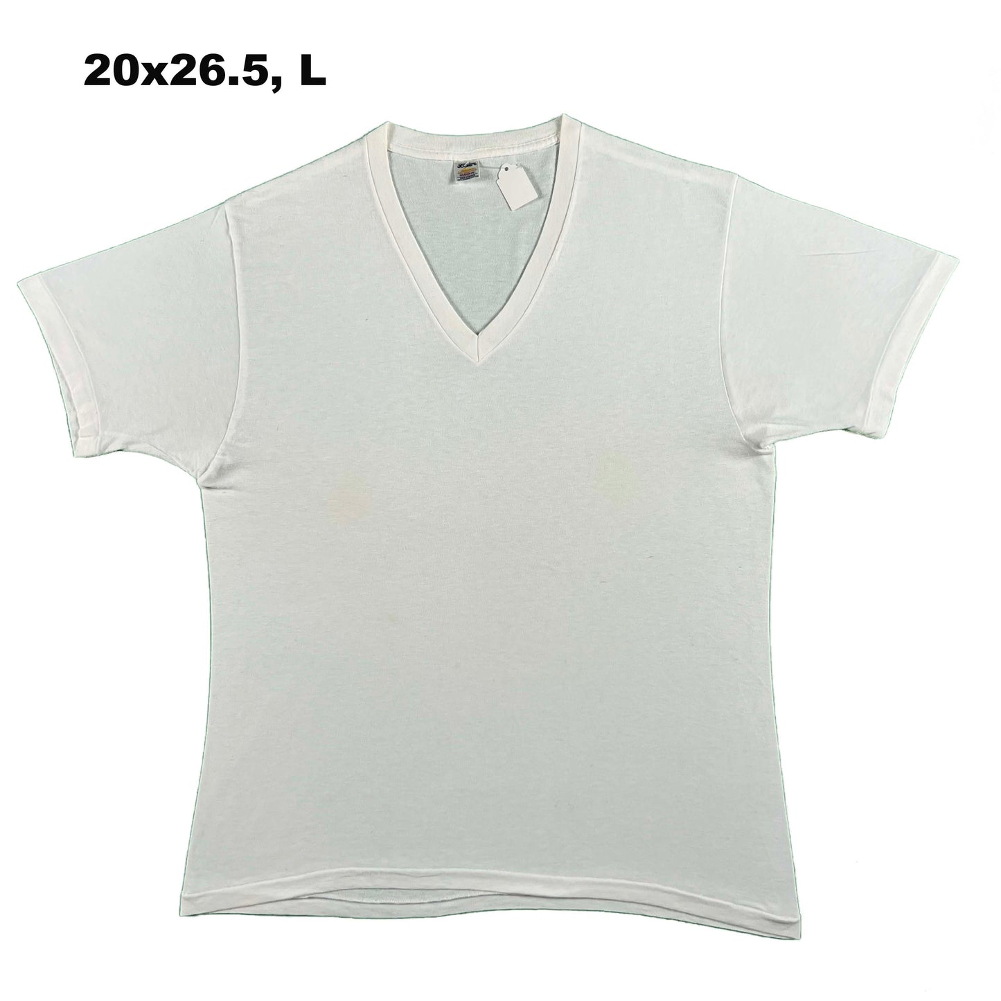 Vintage Blank White V Neck Tees- SELECT TEE