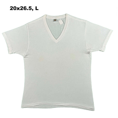 Vintage Blank White V Neck Tees- SELECT TEE