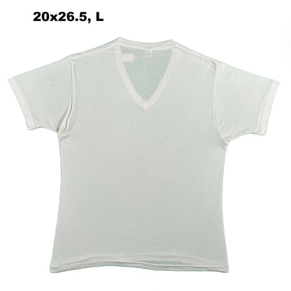 Vintage Blank White V Neck Tees- SELECT TEE