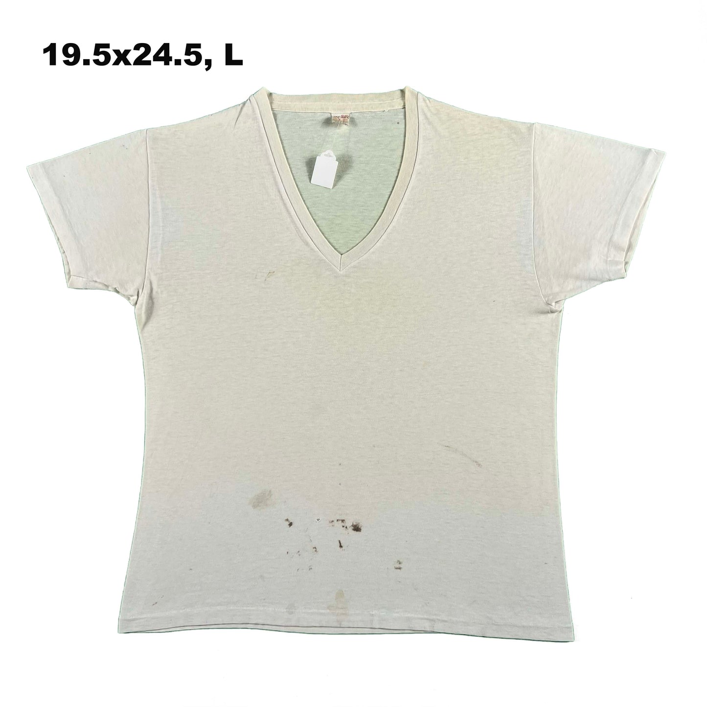 Vintage Blank White V Neck Tees- SELECT TEE
