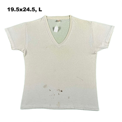 Vintage Blank White V Neck Tees- SELECT TEE