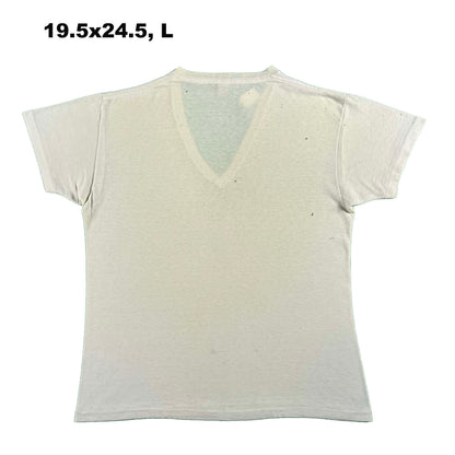 Vintage Blank White V Neck Tees- SELECT TEE