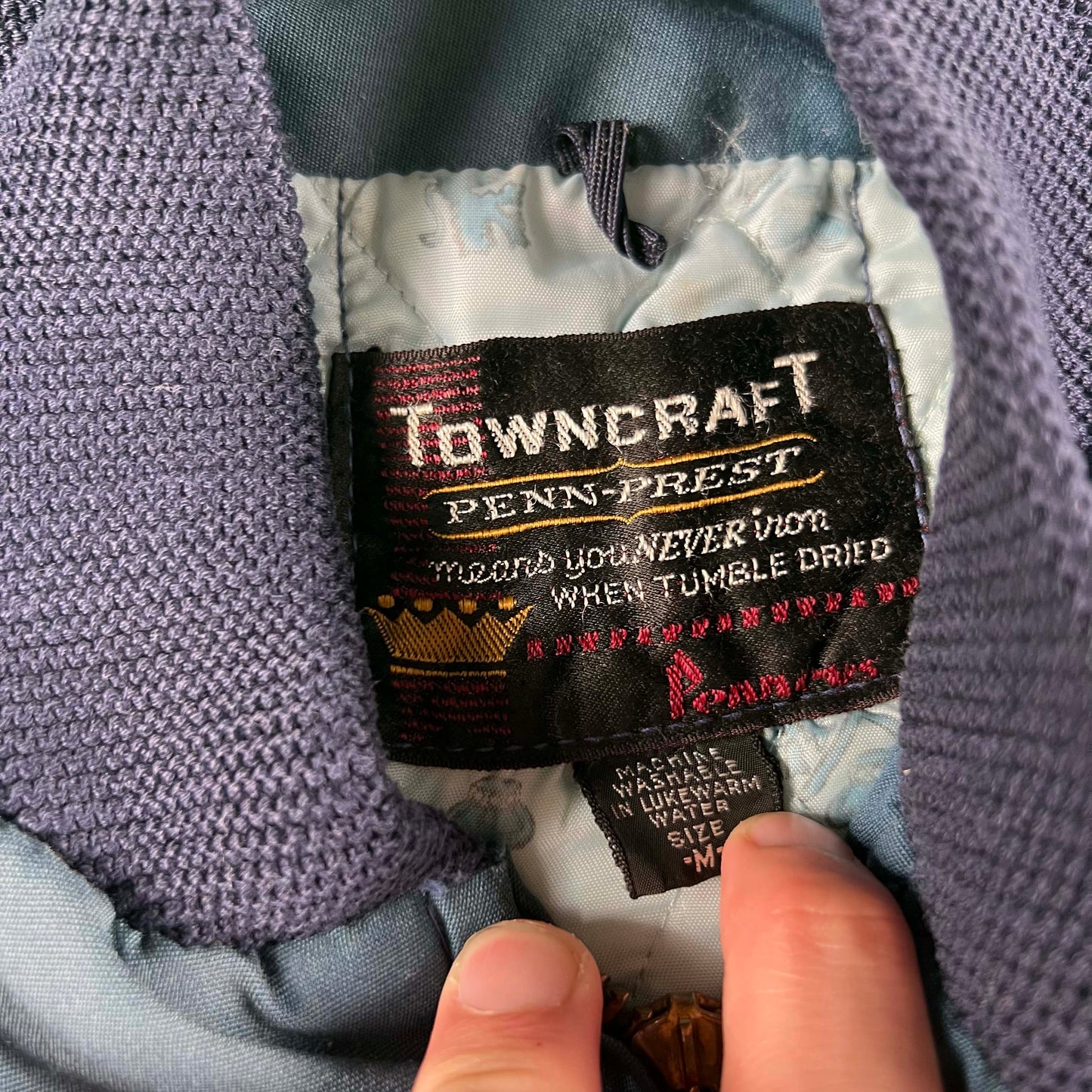 70s Penneys Sun Faded Blue Thrashed Cuff Jacket- M