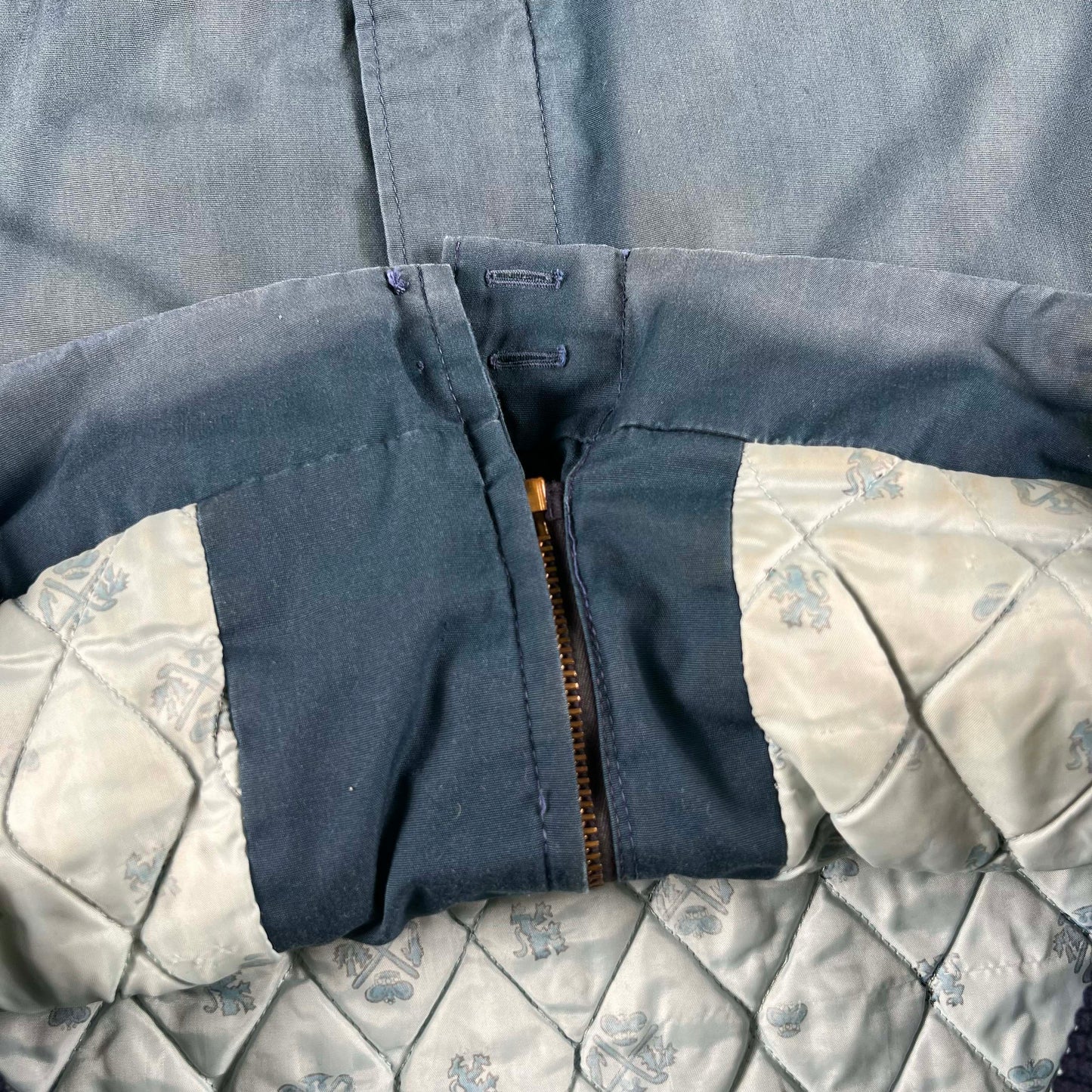 70s Penneys Sun Faded Blue Thrashed Cuff Jacket- M