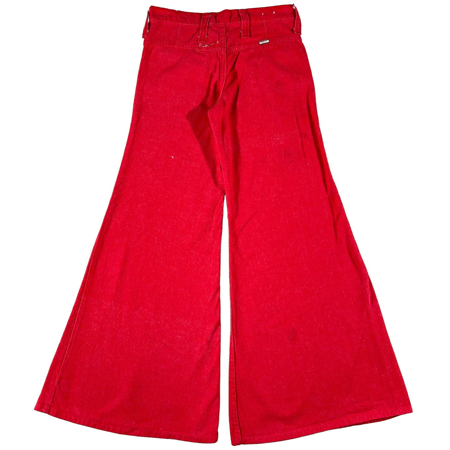 70s Maverick Cherry Red Denim Wide Leg Bell Bottoms- 26x31.5