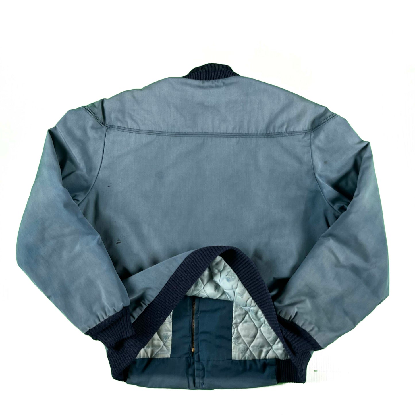 70s Penneys Sun Faded Blue Thrashed Cuff Jacket- M